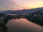 Sunset over lake Muzzano near Lugano on the italian part of Switzerland