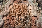 Banteay Srei temple close-up carving located in the area of Angkor