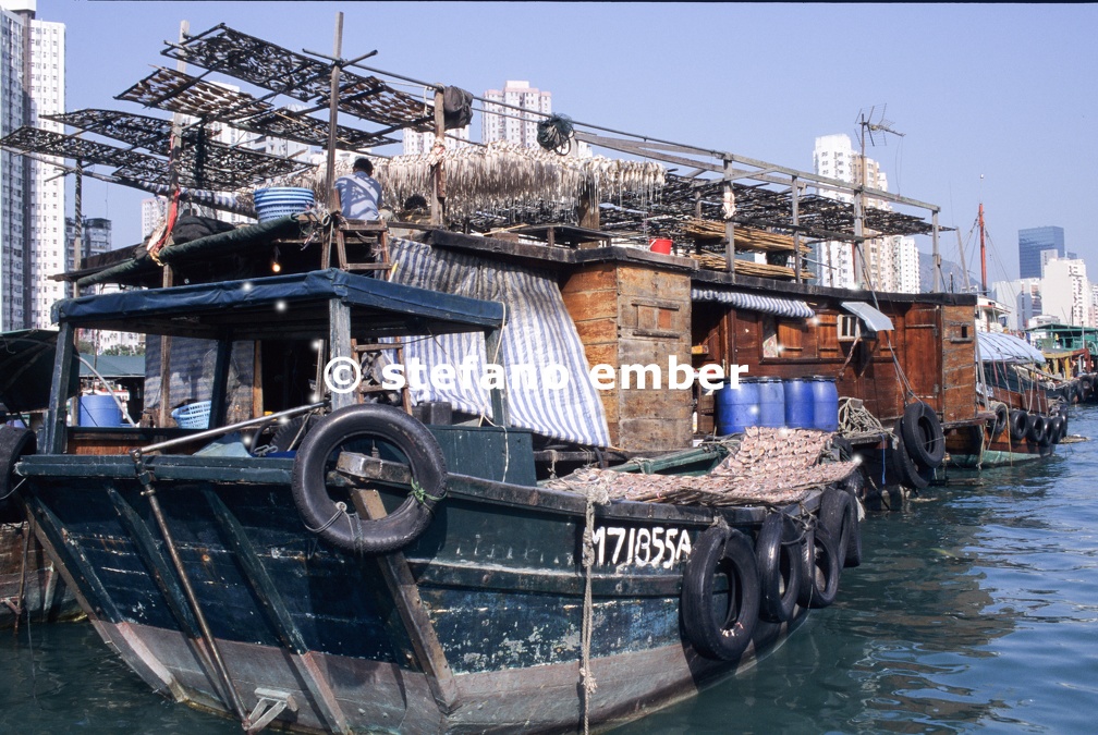 Fisherboat with drying fish at Aberdeen