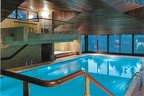 Modern swimming pool of an apartment building at Lugano