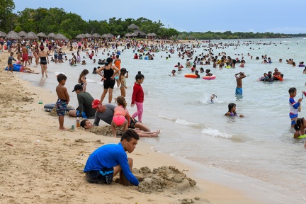 Crowded beach of Playa rancho Luna near Cinfuegos