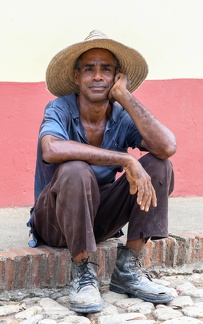 Man sitting on a street of Trinidad