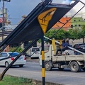Road sign destroyed by Hurricane Melissa in Montego Bay