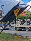 Road sign destroyed by Hurricane Melissa in Montego Bay