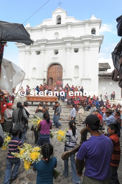 Indian funeral at the church of Santo Tomas at Chichicastenango