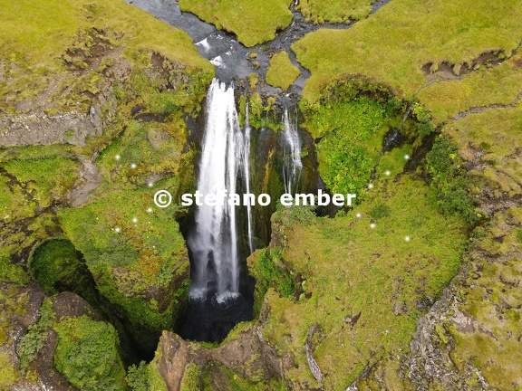Drone view at Gljufrabui waterfall