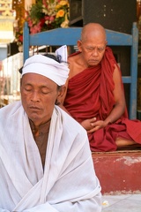 Monks on meditation at the Sule Paya Pagoda in Yangon