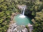 Drone view at Tawhai falls Gollum Pool on Tongariro national park