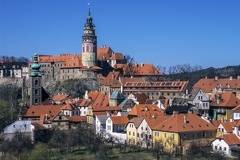 View to church and castle in Cesky Krumlov