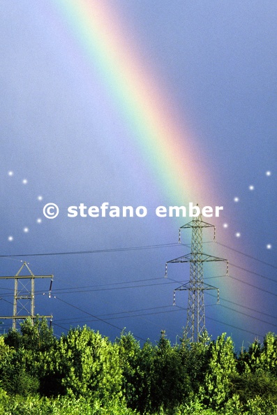Rainbow on a electricity pylon