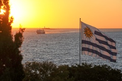 Sunset view from Colonia del Sacramento  on Uruguay to the sea and Buenos Aires on Argentina