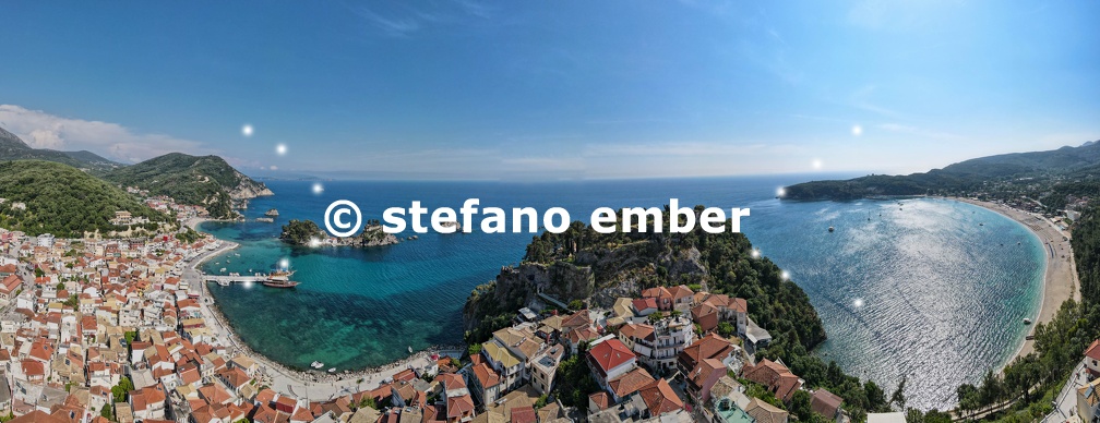 Drone view at the touristic village of Parga